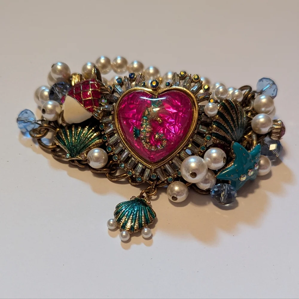 VINTAGE Betsey Johnson "Jewels Of The Sea" Stretchy Bracelet - Picture 2 of 4